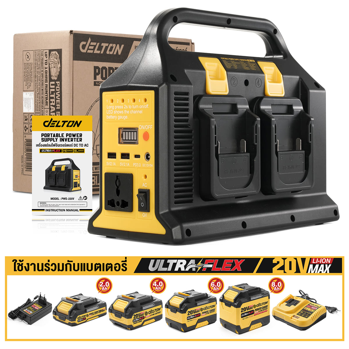 หัวแปลงปลั๊กไฟ (เฉพาะเครื่องเปล่า) DELTON รุ่น PWS-220V_9